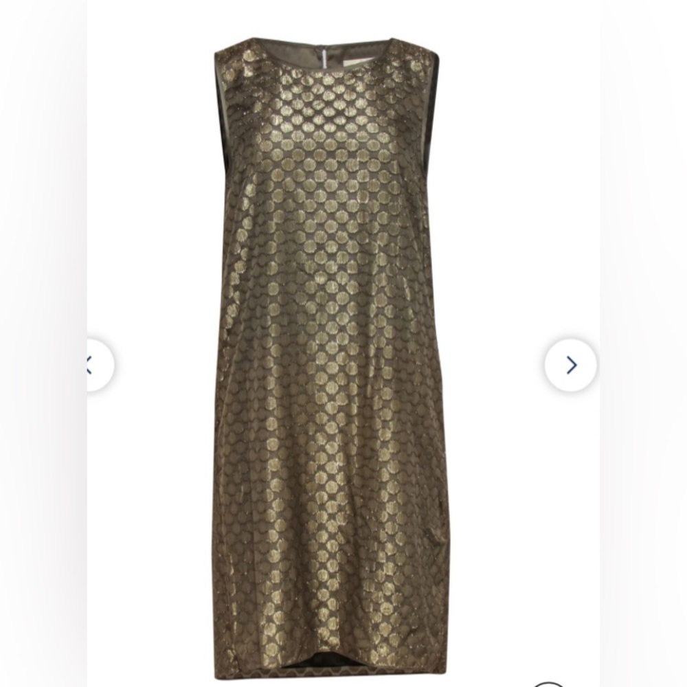 Erin Fetherston - Metallic Gold Circle Sleeveless High-Low Dress Sz 6